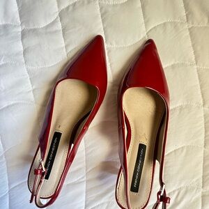 French Connection Glossy Red Kitten heels